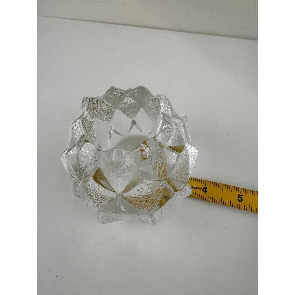 Set of 2 Orrefors Sweden Nimbus Artichoke Votive Heavy Crystal Glass